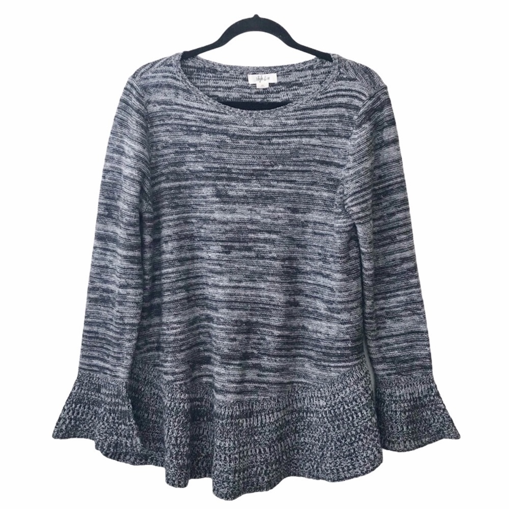 Style & Co Heather Gray Knit Bell Sleeve Sweater